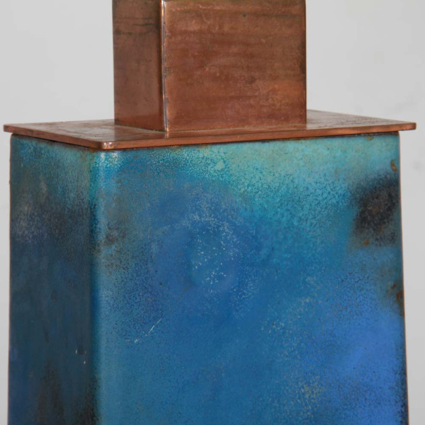 Enamelled metal table lamp from the 1950s - 