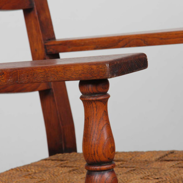 A pair of armchairs in oak and rope, French craftsmanship from the 1940s - 