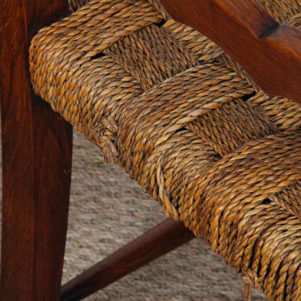 Paire de fauteuils en chêne et corde, travail français des années 1940 - 