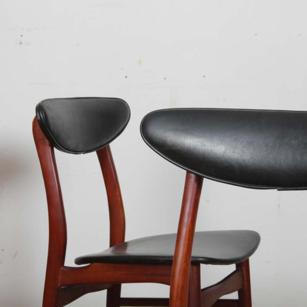 Suite de 4 chaises vintage en bois de style scandinave, 1960 - Design Scandinave