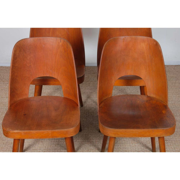 Suite de 4 chaises vintage par Oswald Haerdtl pour Ton, 1960 - Design d'Europe de l'Est