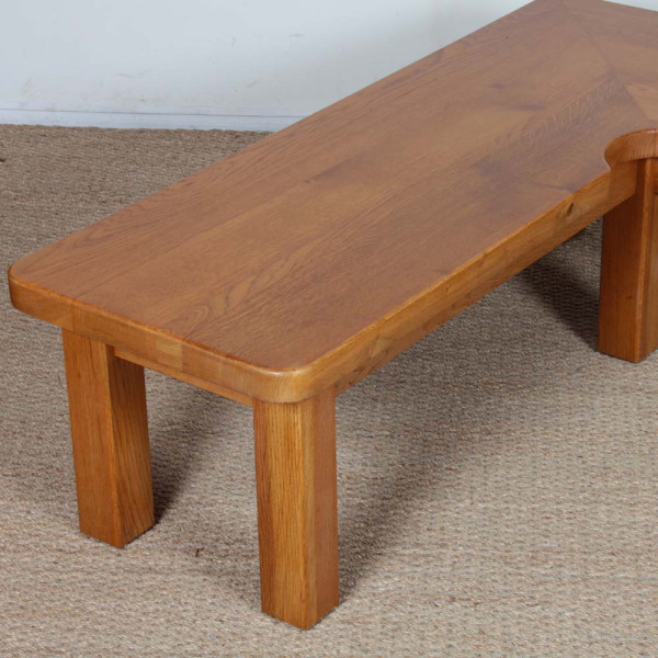 Solid oak coffee table in the Seltz style, 1980 - 