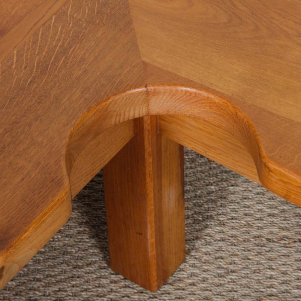 Solid oak coffee table in the Seltz style, 1980 - 