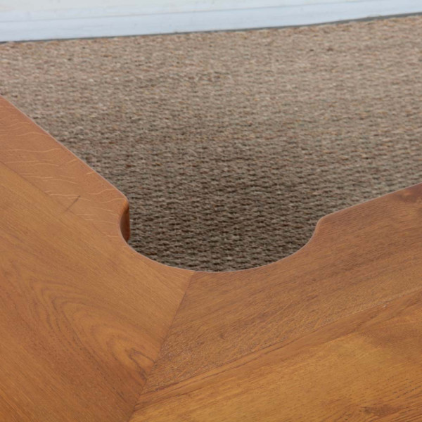 Solid oak coffee table in the Seltz style, 1980 - 
