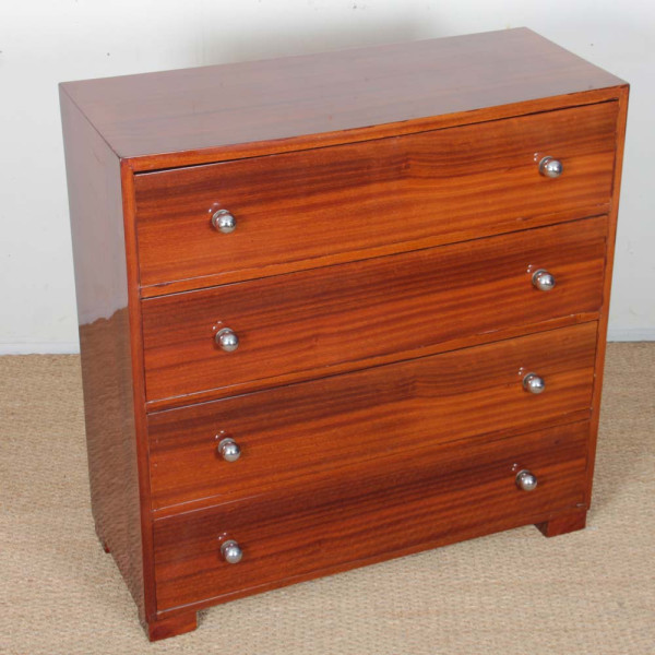 Large Art Deco mahogany chest of drawers from the 1940s - 
