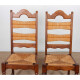 Set of 6 chairs with straw seats and solid oak, 1940 - 