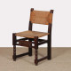 Chaise paillée en bois massif, travail français, 1940 - 