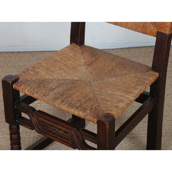 Chaise paillée en bois massif, travail français, 1940 - 