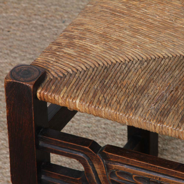 Chaise paillée en bois massif, travail français, 1940 - 