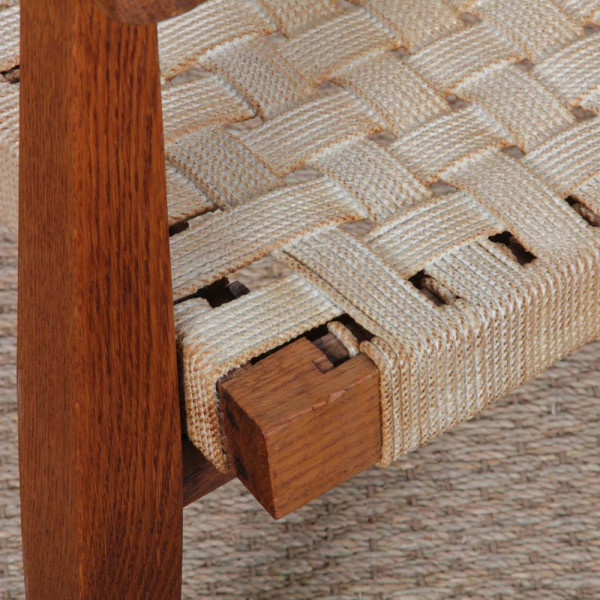Armchair in solid oak and rope, 20th-century piece - 