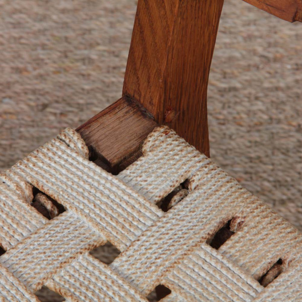 Armchair in solid oak and rope, 20th-century piece - 