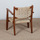 Armchair in solid oak and rope, 20th-century piece - 