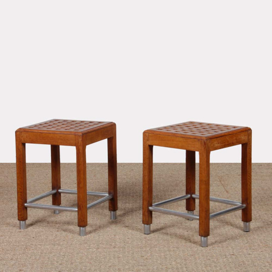 Paire de tabourets par Hippolyte Thomasson, circa 1940 - 