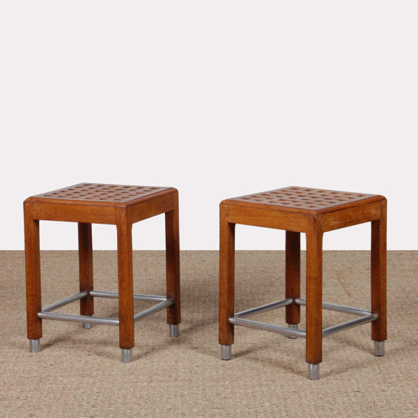 Paire de tabourets par Hippolyte Thomasson, circa 1940 - 