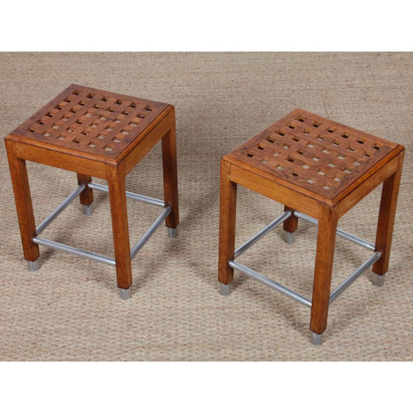 Pair of stools by Hippolyte Thomasson, circa 1940 - 