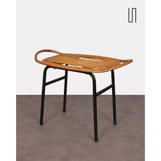 Tabouret en rotin par Alan Fuchs pour Uluv, 1960 - Design d'Europe de l'Est