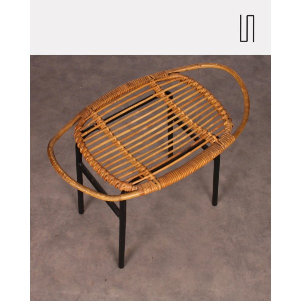 Rattan stool by Alan Fuchs for Uluv, 1960s - Eastern Europe design