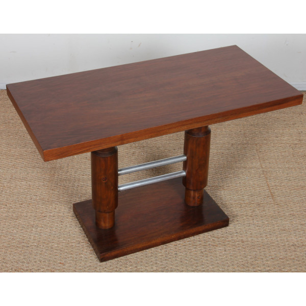 Modernist coffee table in wood and chrome-plated metal, 1930 - 