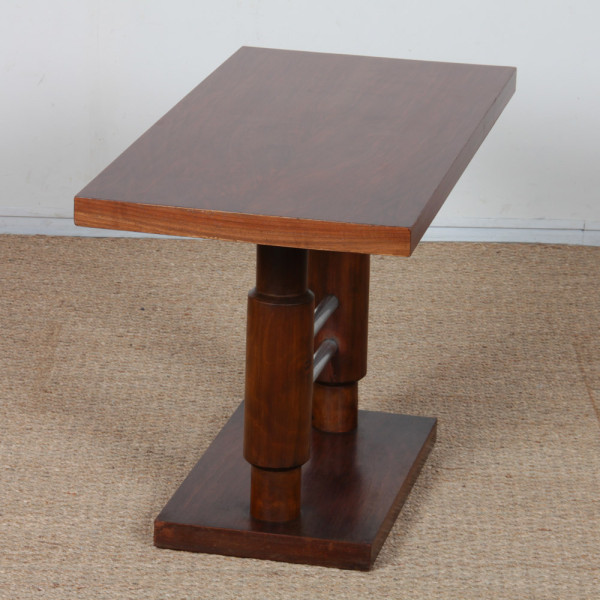 Modernist coffee table in wood and chrome-plated metal, 1930 - 