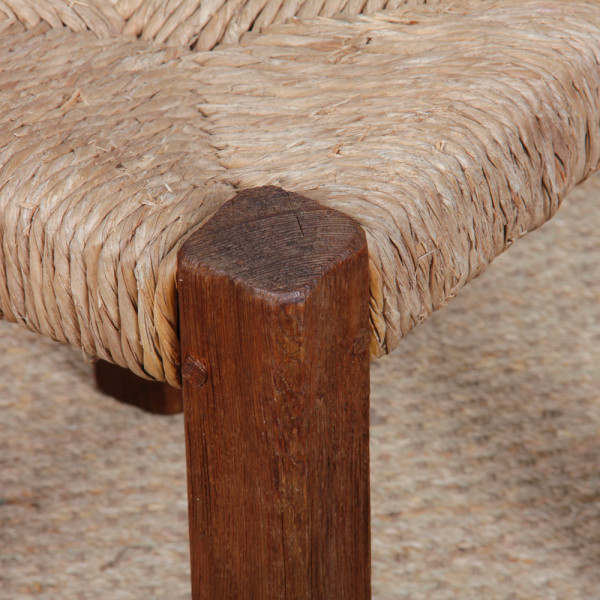 Suite de 4 chaises paillées en bois massif, 1950 - 