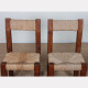 Suite de 4 chaises paillées en bois massif, 1950 - 