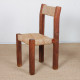 Set of 4 solid wood straw-seated chairs, 1950 - 