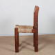 Suite de 4 chaises paillées en bois massif, 1950 - 
