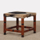 Solid wood and leather stool, 20th-century piece - 