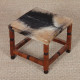 Solid wood and leather stool, 20th-century piece - 
