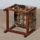 Solid wood and leather stool, 20th-century piece - 