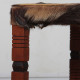 Solid wood and leather stool, 20th-century piece - 