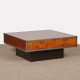 Table basse carrée en bois de loupe dans le goût de Willy Rizzo, 1970 - 