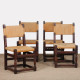 Suite de 4 chaises paillées en chêne massif, 1950 - 