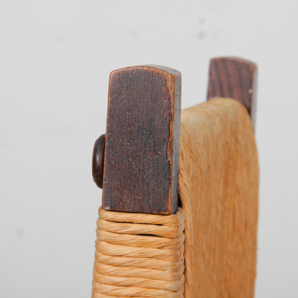 Suite de 4 chaises paillées en chêne massif, 1950 - 