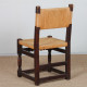 Set of 4 straw-seated chairs in solid oak, 1950 - 