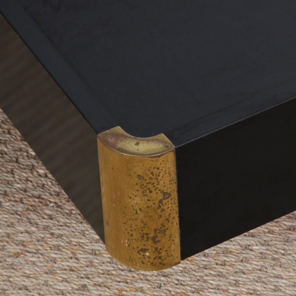 Table basse en bois et laiton attribuée à Willy Rizzo, 1970 - 