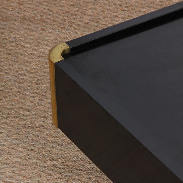 Table basse en bois et laiton attribuée à Willy Rizzo, 1970 - 