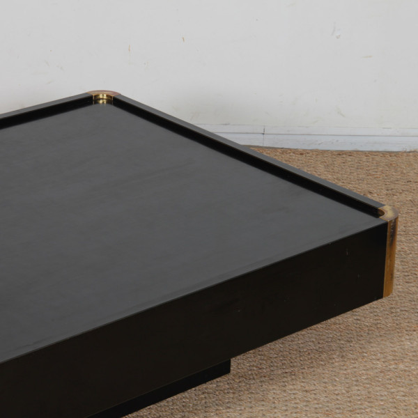 Table basse en bois et laiton attribuée à Willy Rizzo, 1970 - 