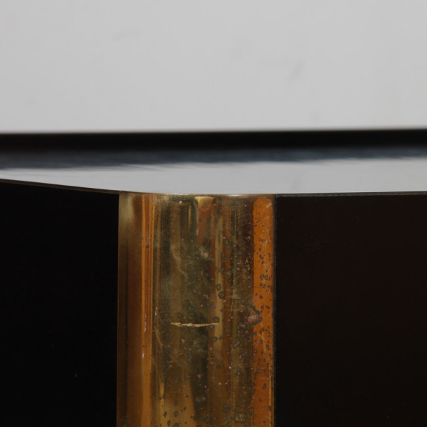 Table basse en bois et laiton attribuée à Willy Rizzo, 1970 - 