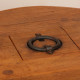 Round coffee table in solid oak and wrought iron, 1950 - 