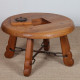 Table basse ronde en chêne massif et fer forgé, 1950 - 