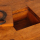 Round coffee table in solid oak and wrought iron, 1950 - 