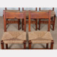 Ensemble de 6 chaises paillées en bois, travail français, 1950 - 