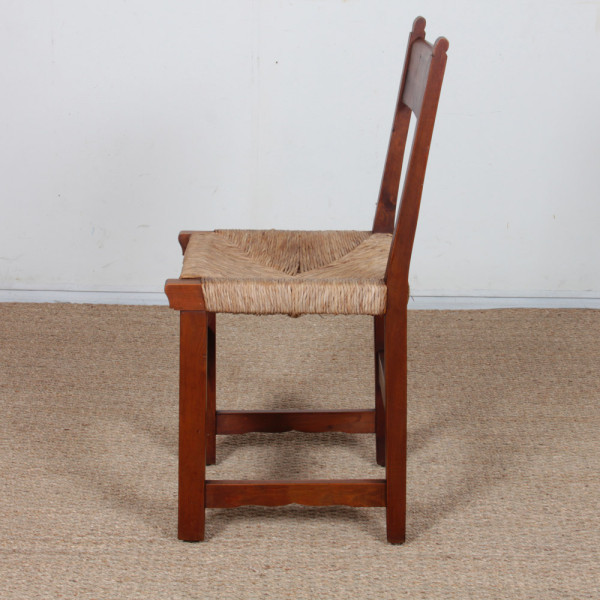 Set of 6 wooden wicker chairs, French craftsmanship, 1950 - 