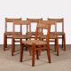 Set of 6 chairs with straw seats, made of solid elm, French craftsmanship, 1950 - 