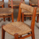 Suite de 6 chaises paillées en orme massif, travail français, 1950 - 