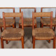 Suite de 6 chaises paillées en orme massif, travail français, 1950 - 