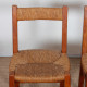 Set of 6 chairs with straw seats, made of solid elm, French craftsmanship, 1950 - 