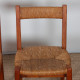 Set of 6 chairs with straw seats, made of solid elm, French craftsmanship, 1950 - 