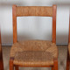 Set of 6 chairs with straw seats, made of solid elm, French craftsmanship, 1950 - 